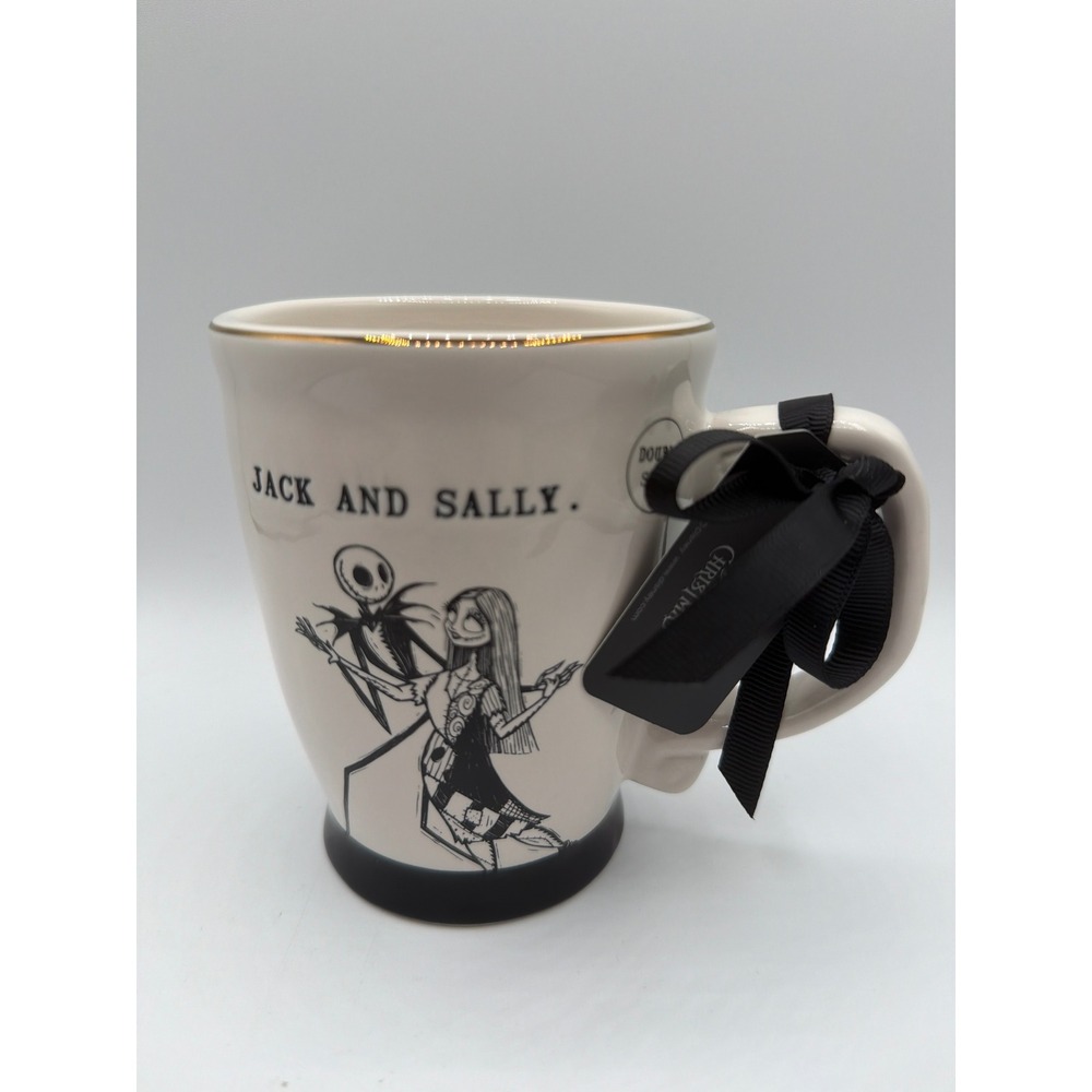 Rae Dunn x Disney Nightmare Before Christmas JACK AND SALLY Gold Rim Mug